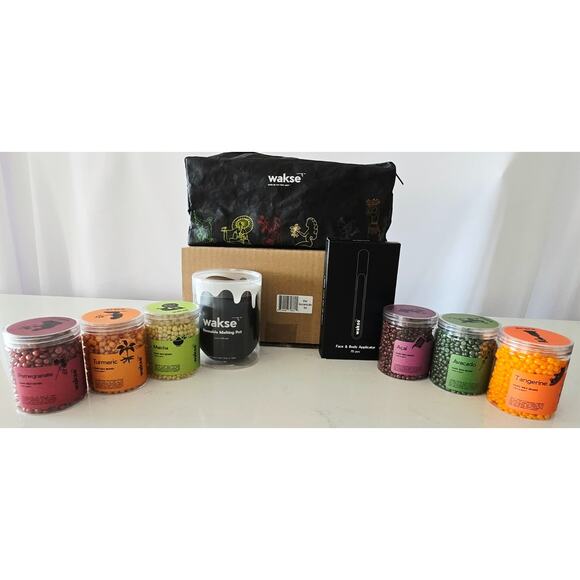 Wakse Botanicals At Home Wax Kit Face & Body~ 6 Sm Tubs + Large Peach Tub 12.8oz - Picture 6 of 10